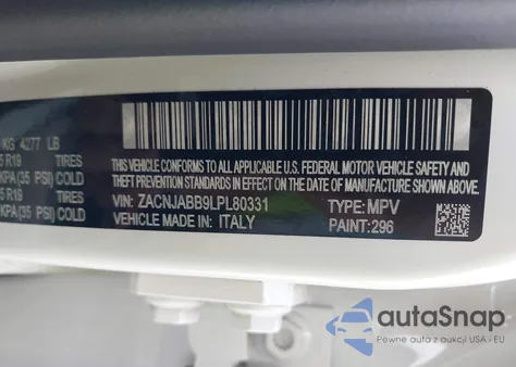 2020 Jeep Renegade Orange Edition Fwd из США, поврежденный, VIN ZACNJABB9LPL80331